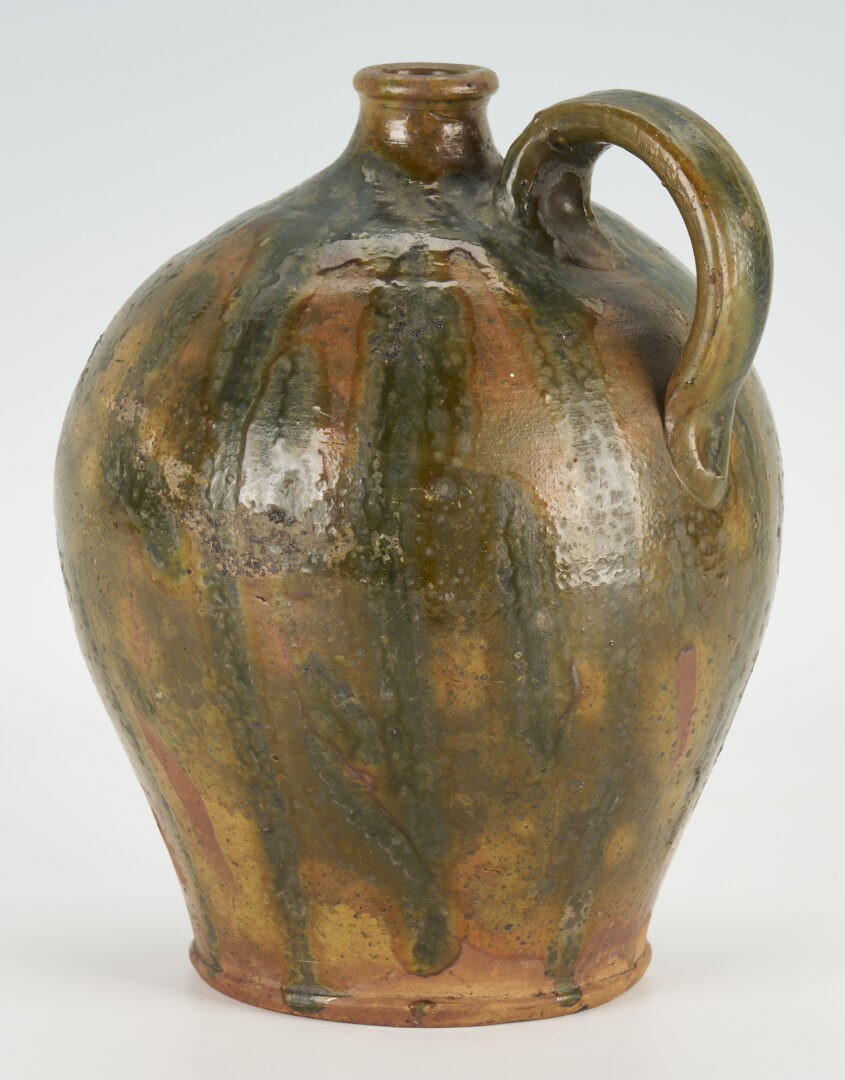 Lot 160: Piedmont Virginia Earthenware Pottery Jug w/ Copper Oxide