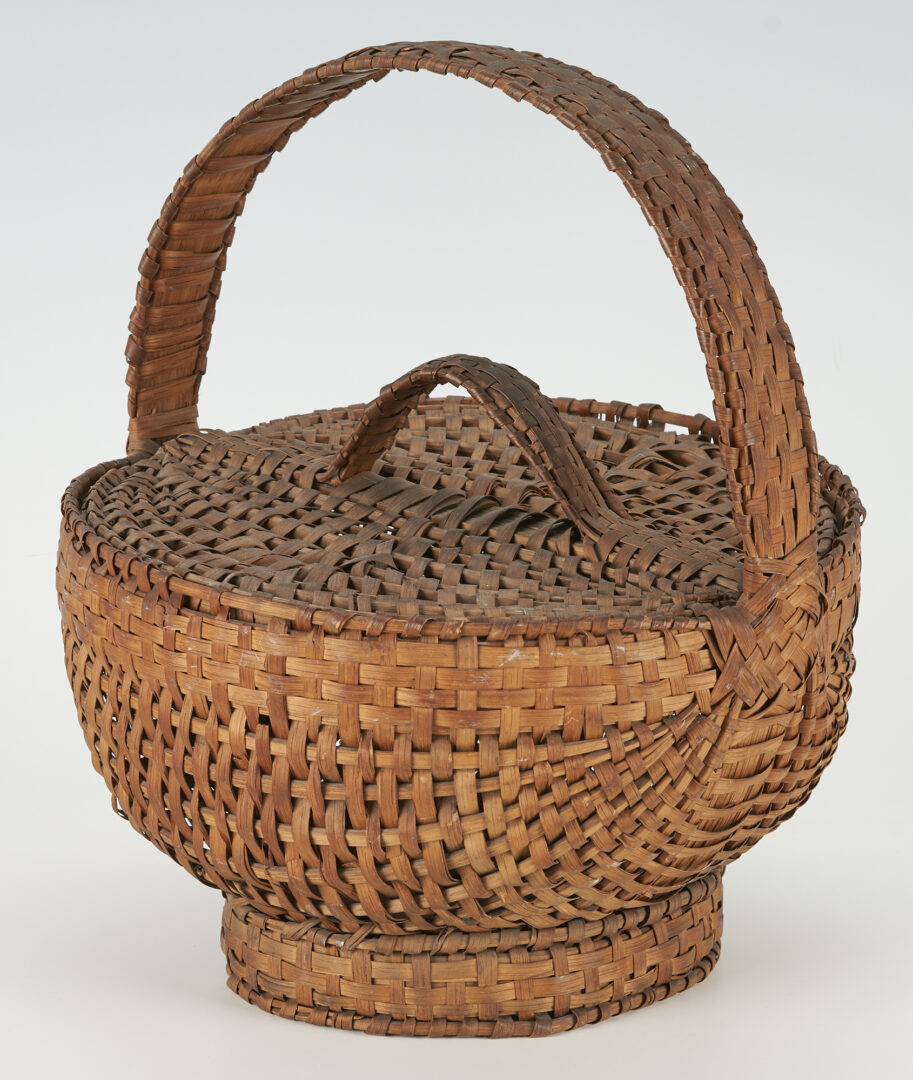 Lot 168: Appalachian Split Oak Lidded Work Basket, Exhibited