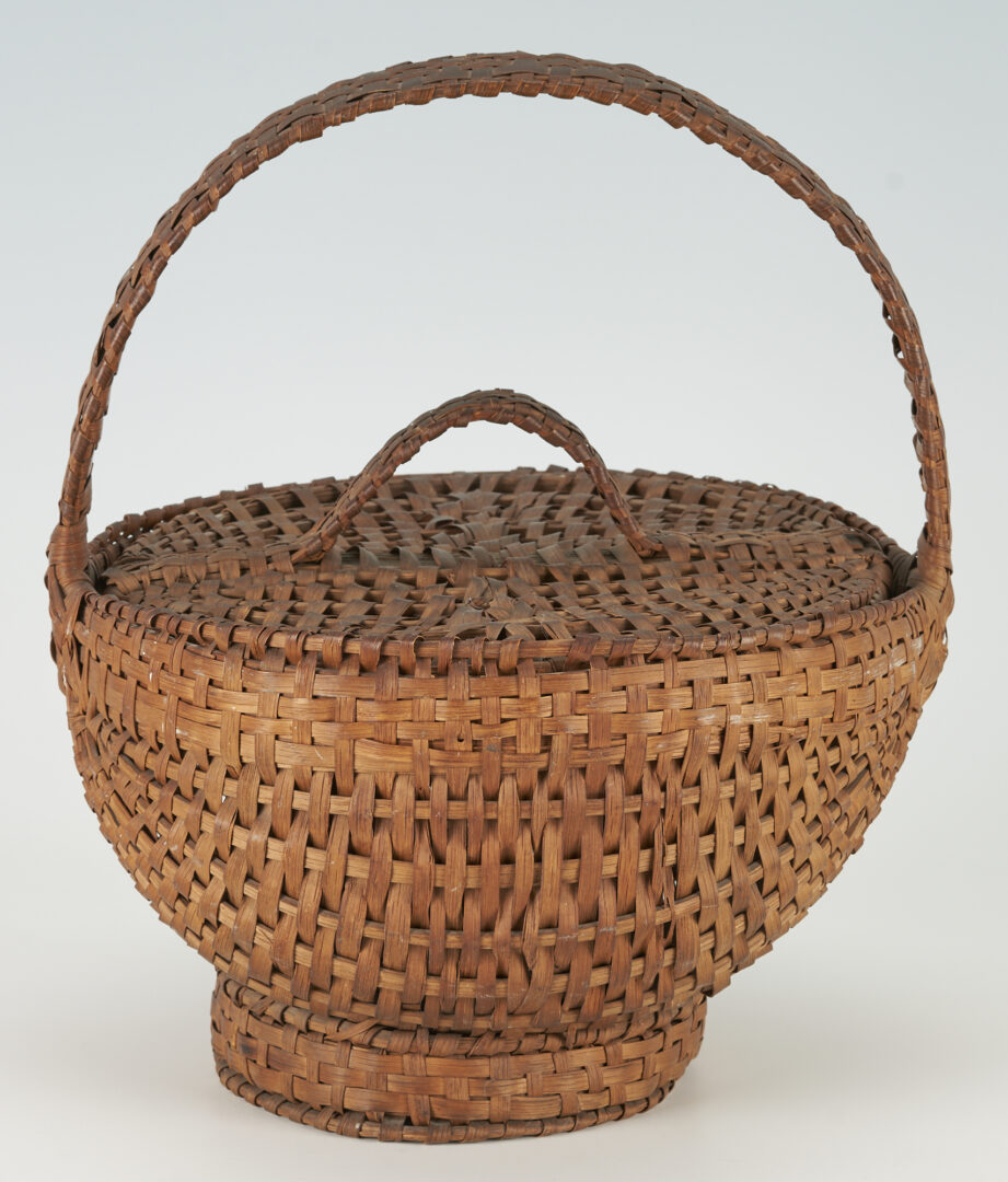 Lot 168: Appalachian Split Oak Lidded Work Basket, Exhibited