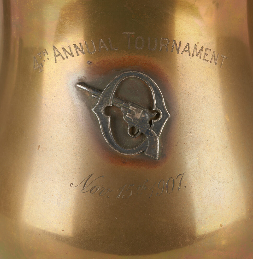 Lot 169: Gilt Bronze Marksmanship Trophy & 42 Equestrian Ribbons