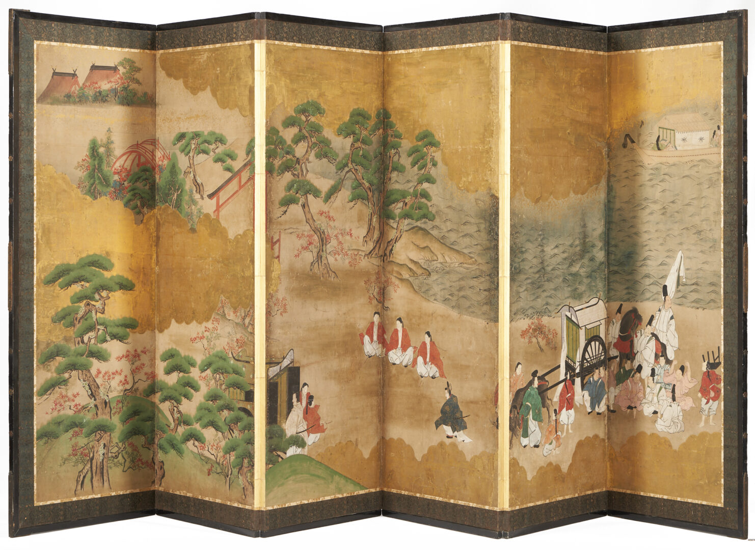 Lot 16: Japanese 6-panel folding screen or byobu, ex-Marvin Runyon