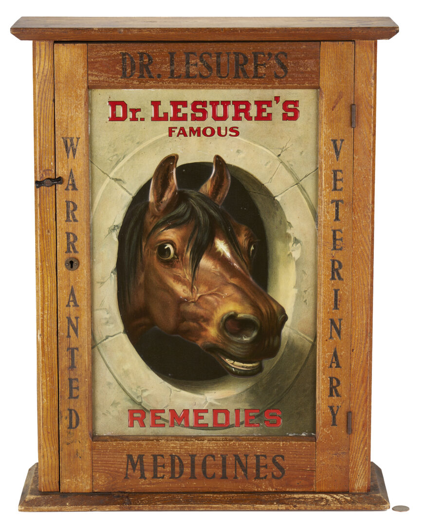 Lot 170: Dr. Lesure's Famous Remedies Veterinary Advertising Cabinet
