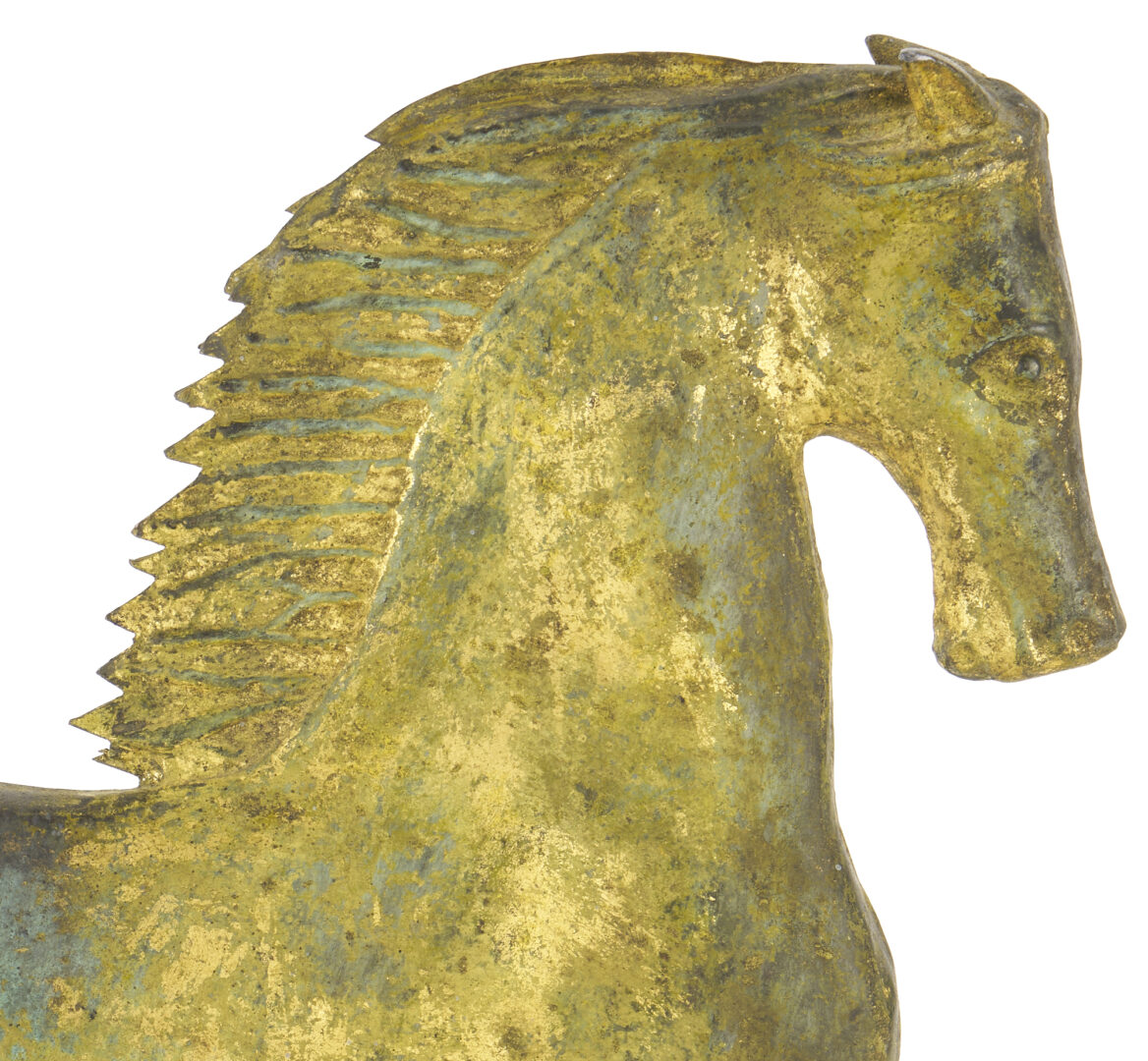 Lot 171: Figural Gilt Copper Black Hawk Horse Weathervane