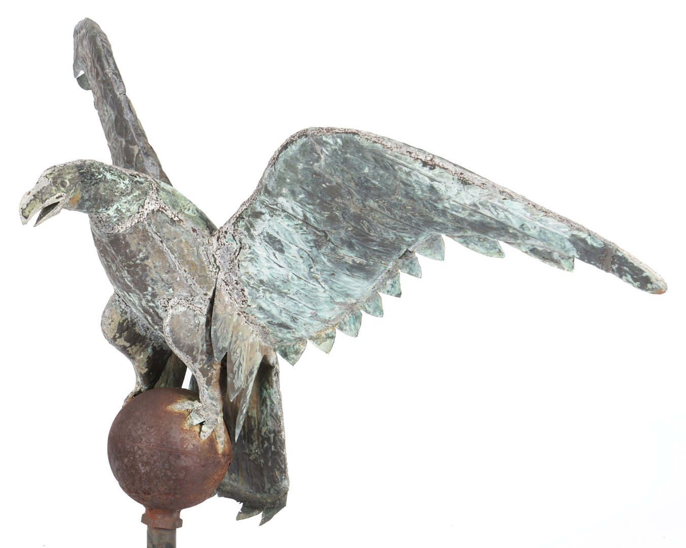 Lot 174: Large Copper Eagle on Sphere, Weathervane or Flag Pole Topper