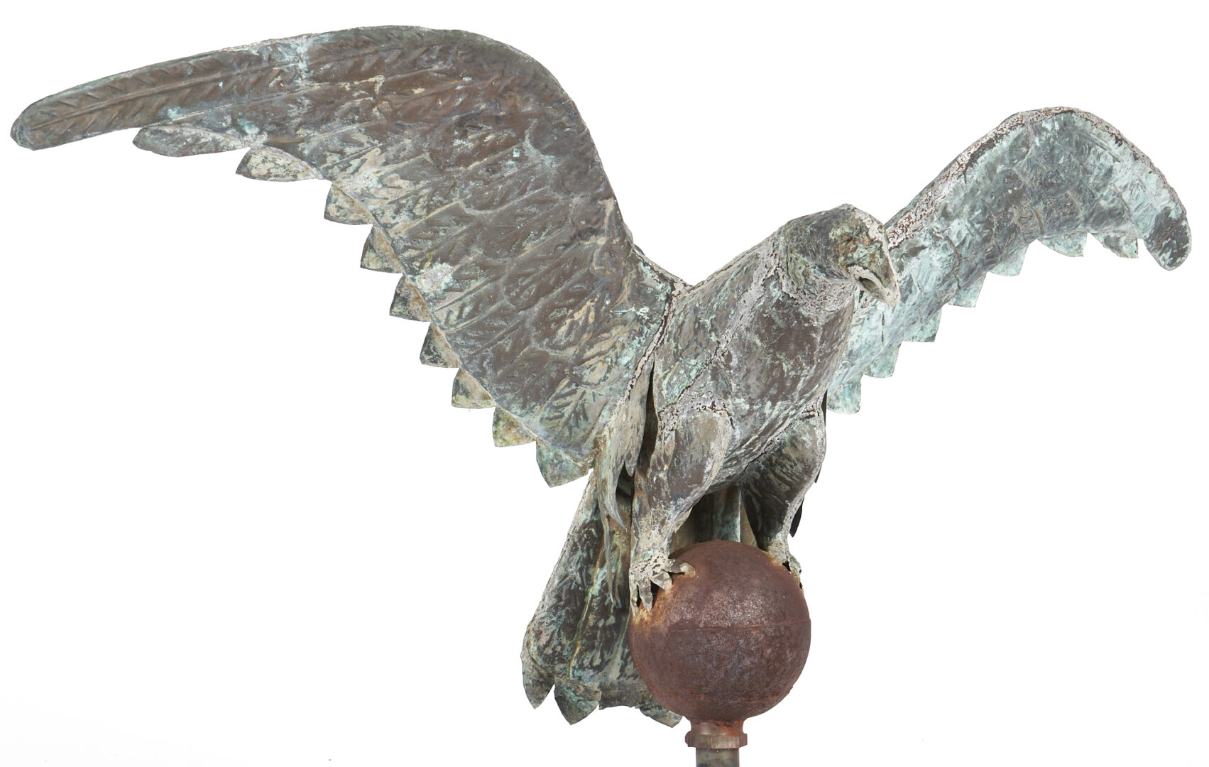 Lot 174: Large Copper Eagle on Sphere, Weathervane or Flag Pole Topper