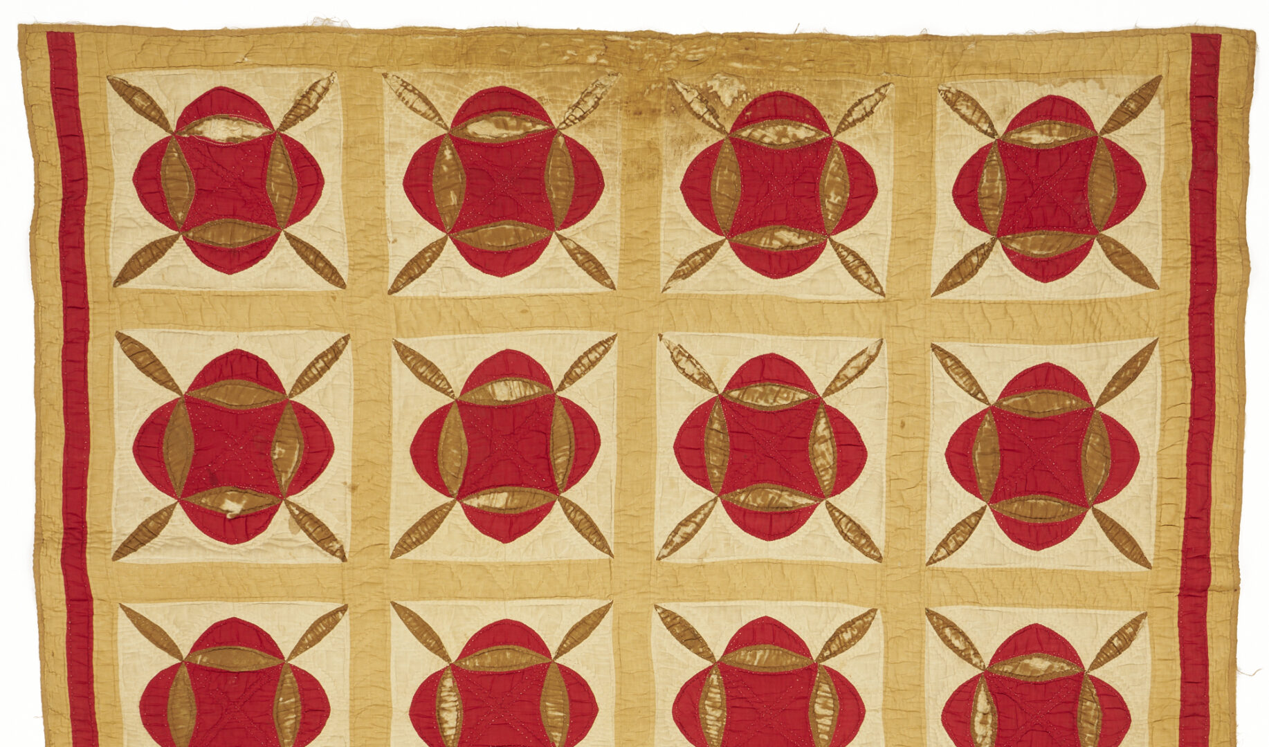 Lot 186: 3 Antique Quilts, incl. Garden of Eden, Hickory Leaf Patterns