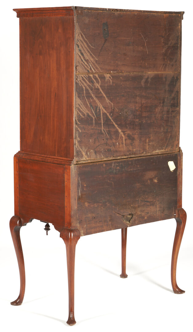 Lot 192: New England Queen Anne Tiger Maple Highboy, 18th Century