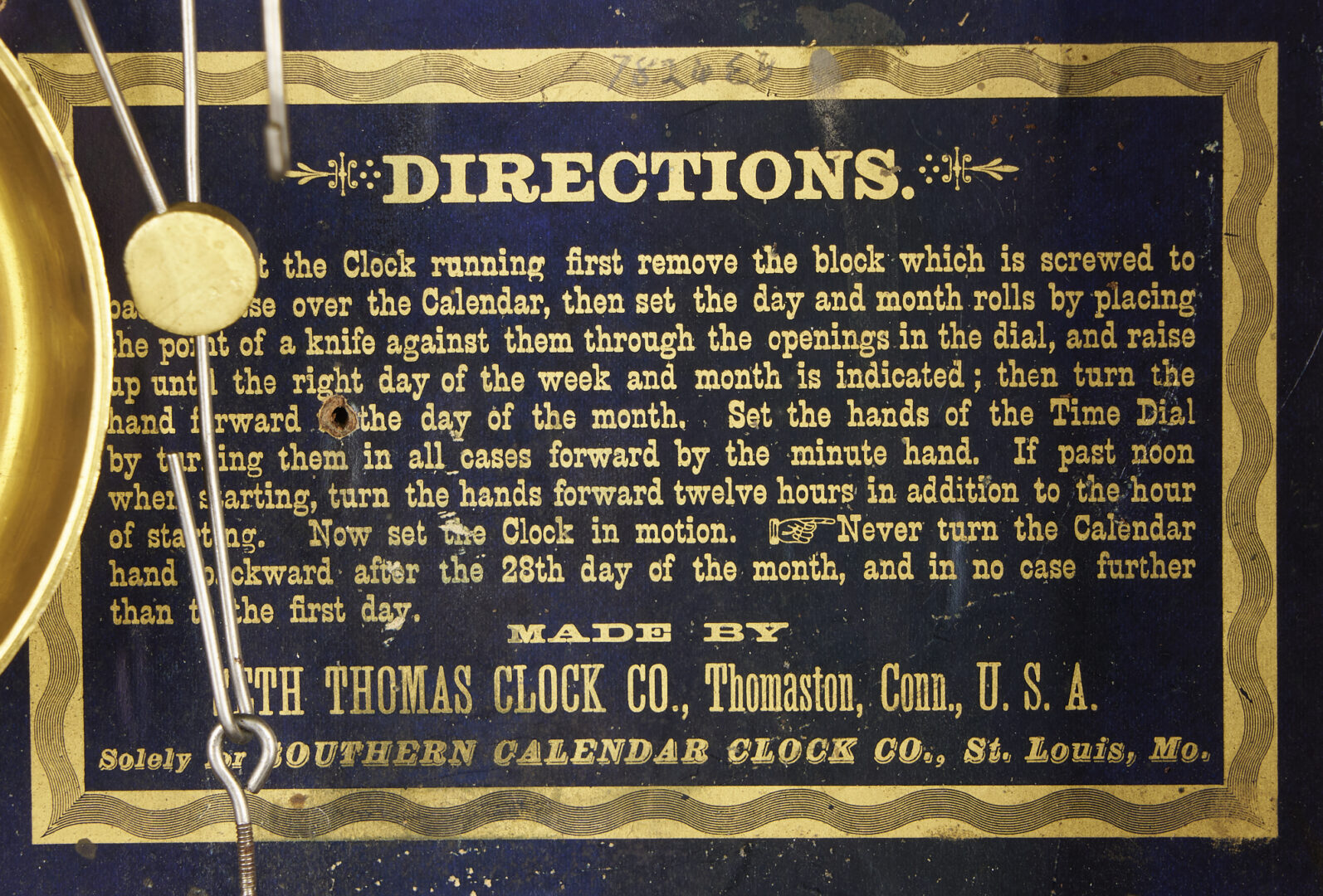 Lot 194: Southern Calendar Double Dial Shelf Clock, Seth Thomas