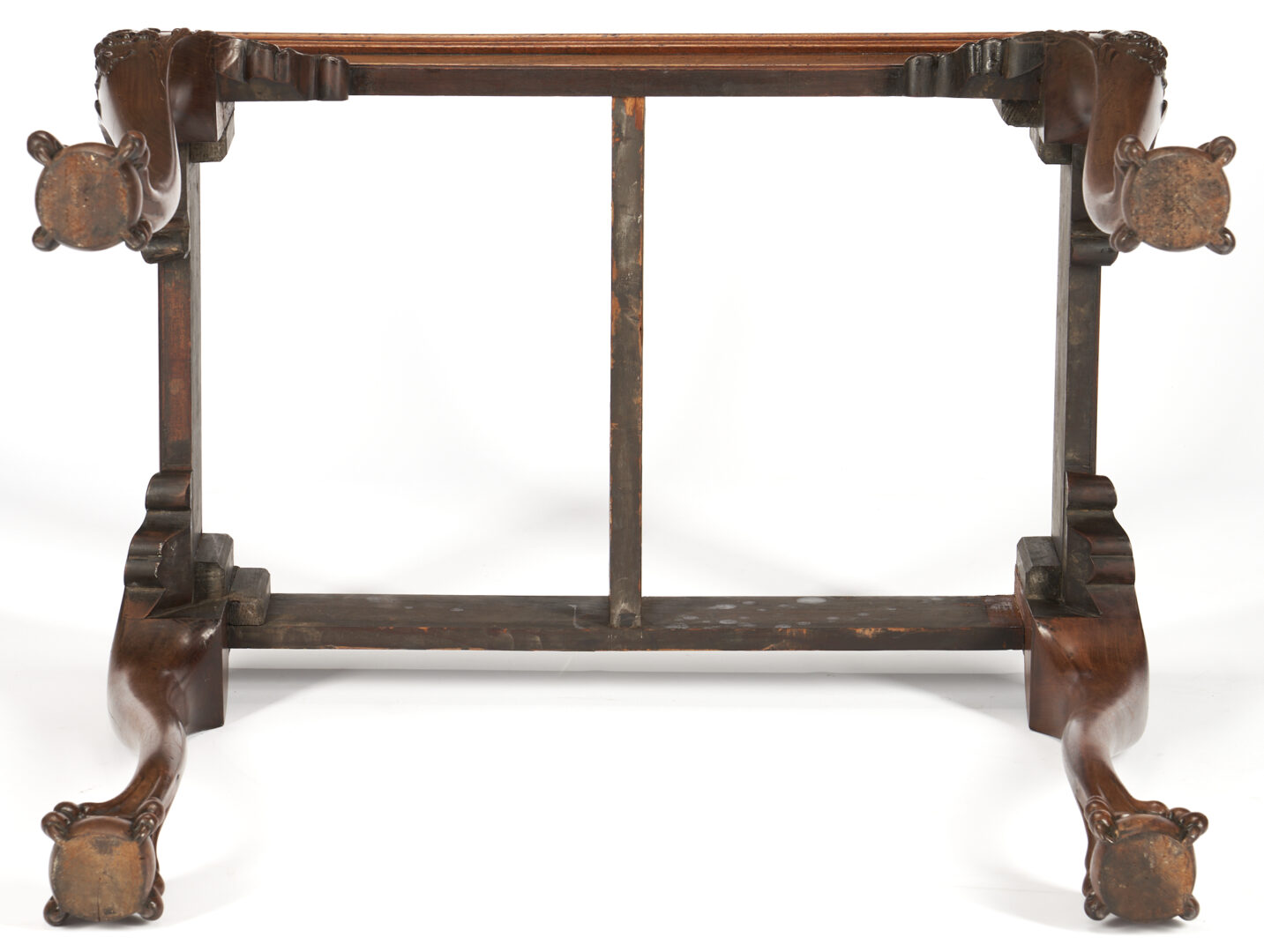 Lot 198: Near Pair Chippendale Style Mahogany and Marble Console Tables