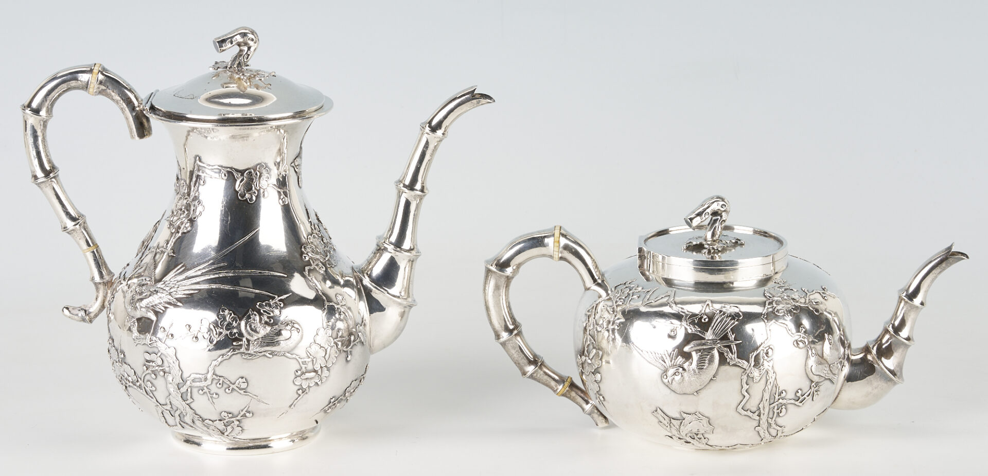 Lot 1: Wang Hing Chinese Export Silver Tea Set with Tray