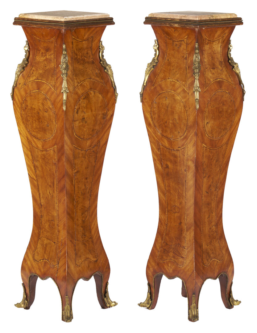 Lot 204: Pair of French Louis XV Style Bronze Mounted Pedestals
