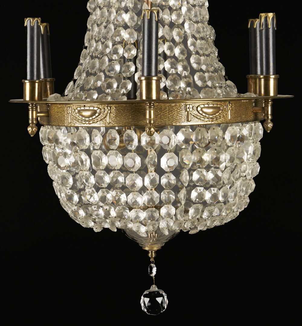 Lot 211: French Empire Style 6-light 'Sac a Pearl' Chandelier