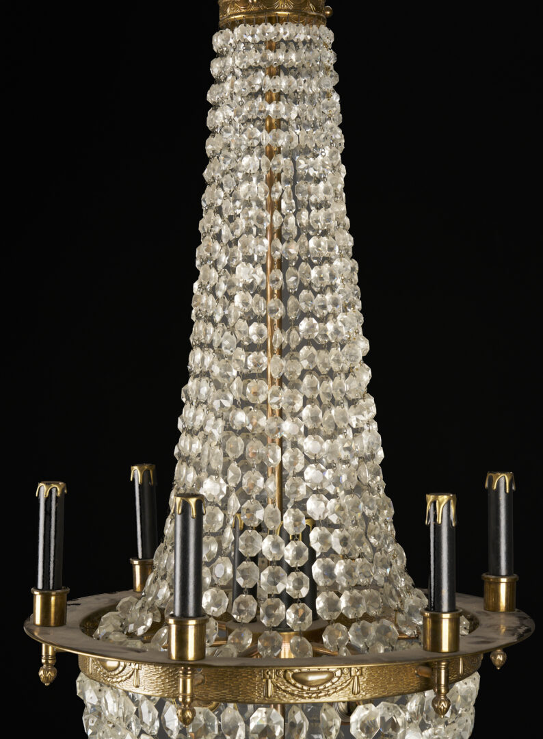 Lot 211: French Empire Style 6-light 'Sac a Pearl' Chandelier