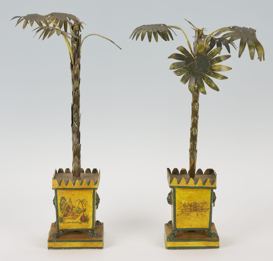 Lot 214: 4 Tole Palm Tree Topiaries