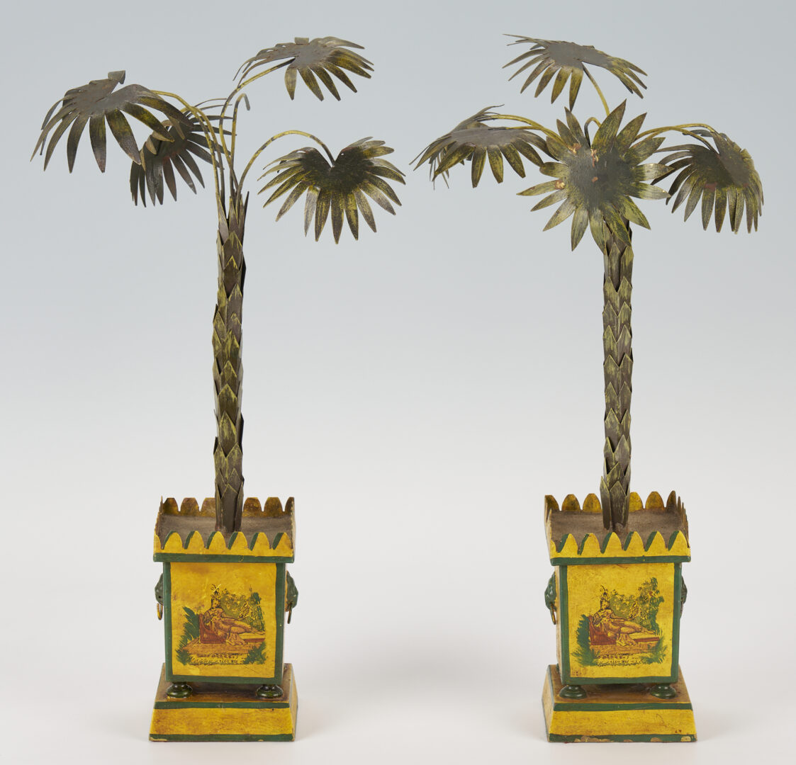 Lot 214: 4 Tole Palm Tree Topiaries