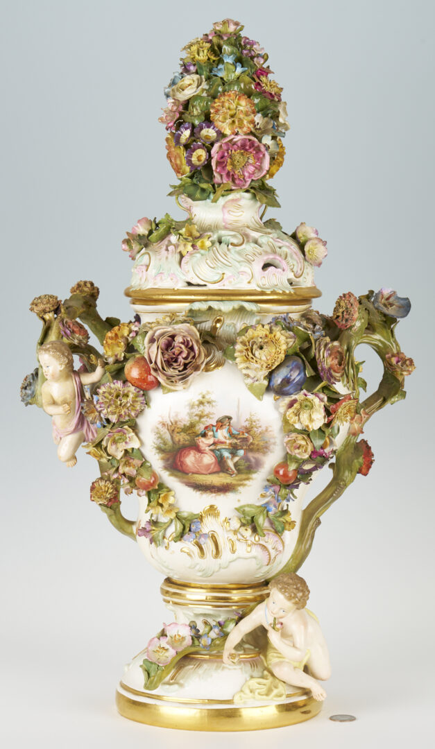 Lot 216: A Large Meissen Pot-Pourri Porcelain Lidded Urn