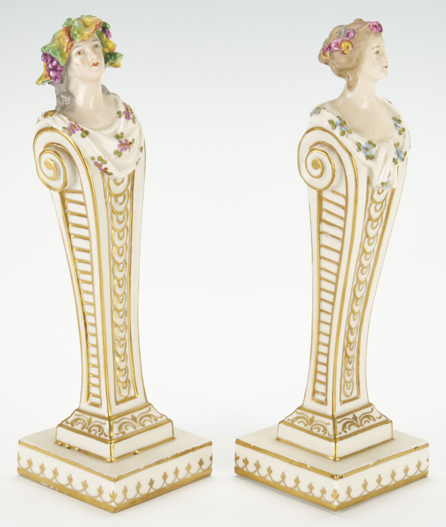 Lot 221: Pair Continental Figural Porcelain Wall Brackets and Caryatid Figures