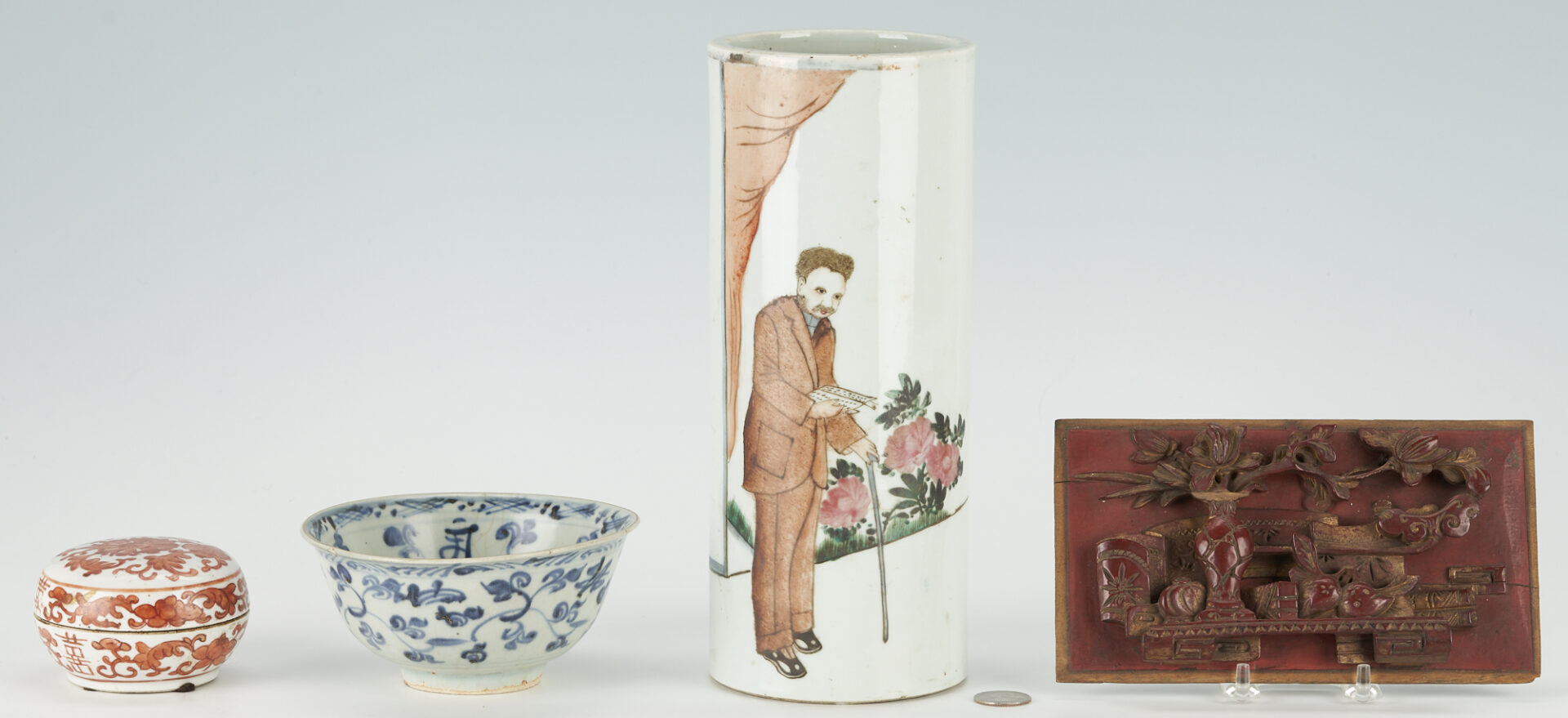 Lot 234: 4 Chinese Decorative Items, incl. Porcelain