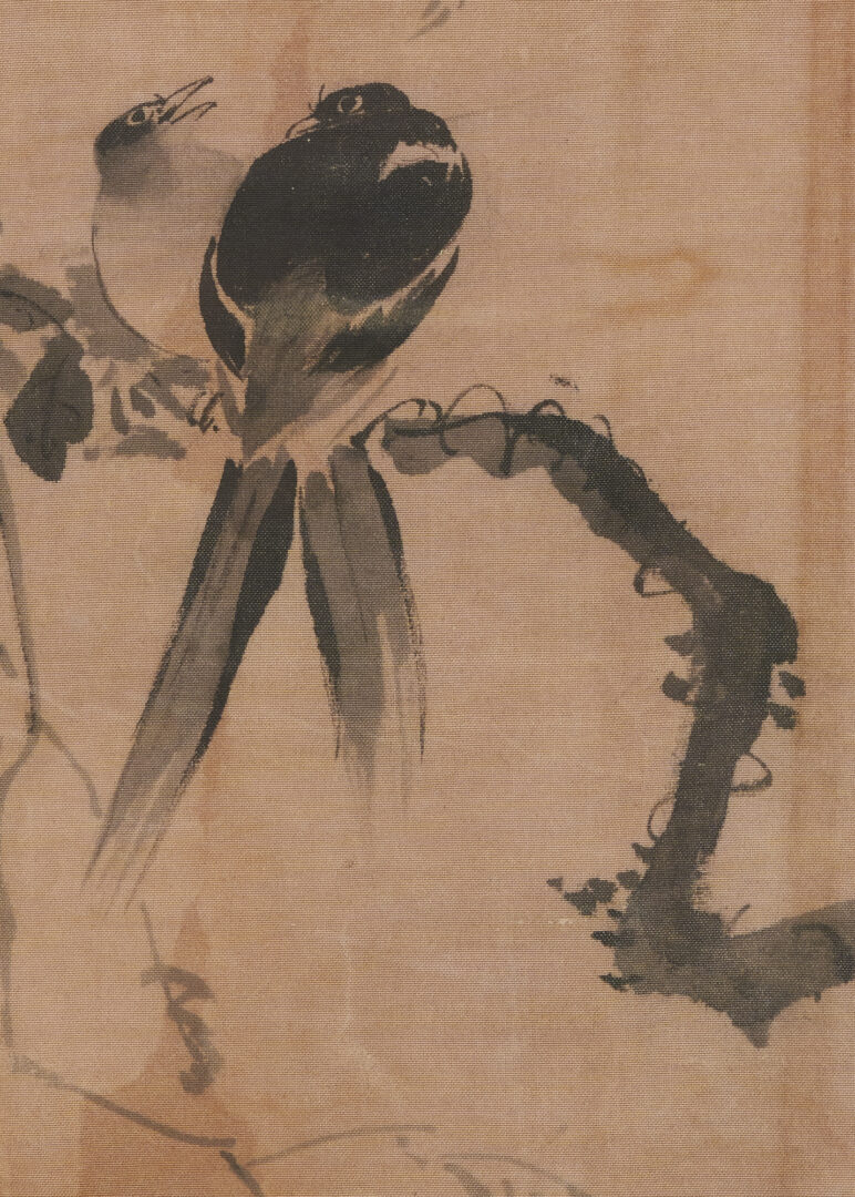 Lot 240: Chinese Bird Painting on Silk & Southeast Asian Bronze Buddha