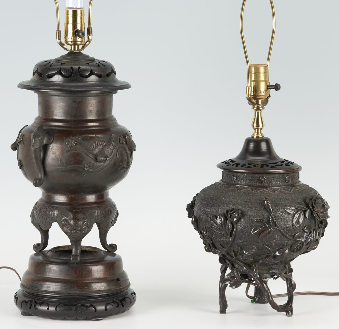 Lot 242: Two Japanese Bronze Table Lamps