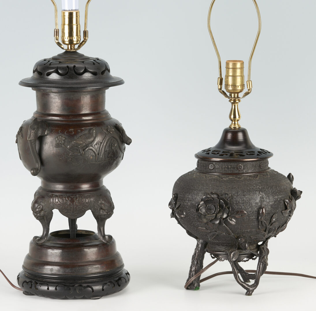 Lot 242: Two Japanese Bronze Table Lamps