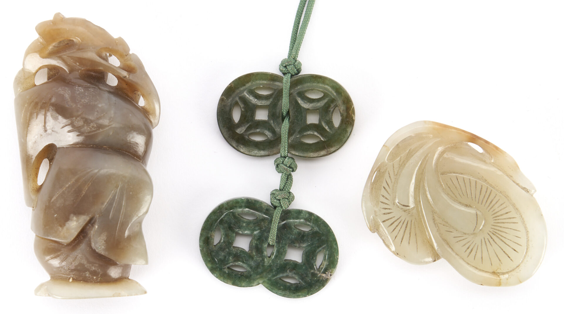 Lot 245: 8 Chinese Carved Jadeite Plaques, Figures and Pendants