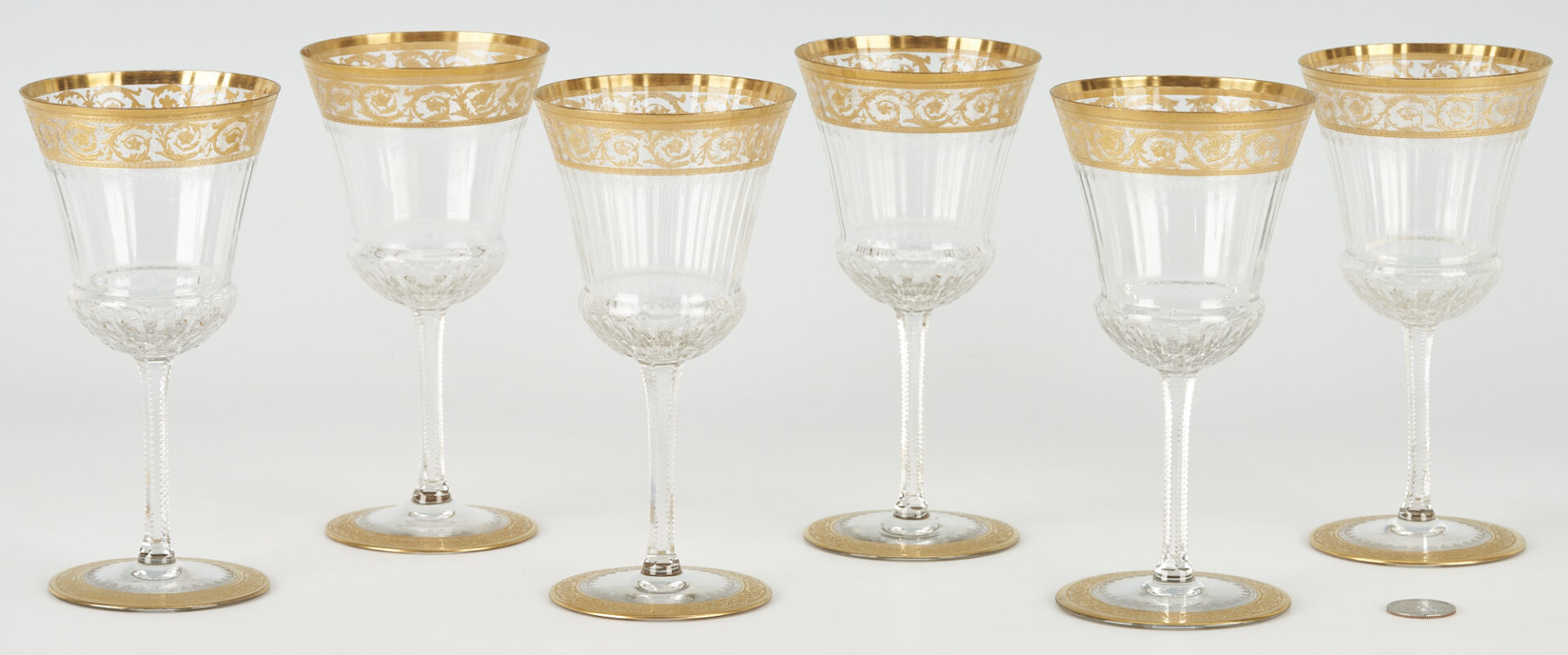 Lot 248: 6 Saint Louis Thistle Pattern Crystal Water Glasses