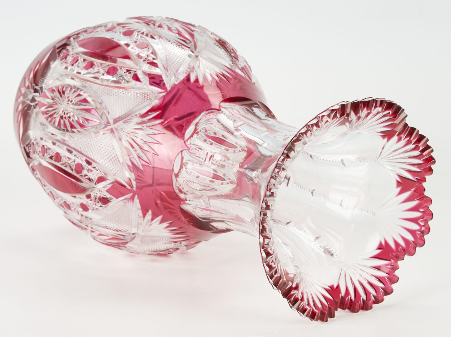 Lot 252: ABCG Vase, Red Glass Cut to Clear