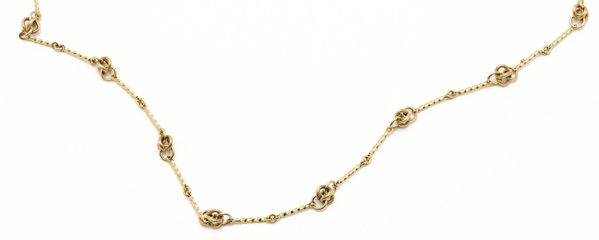 Lot 257: 18K Twisted Bar & Knot Chain Necklace