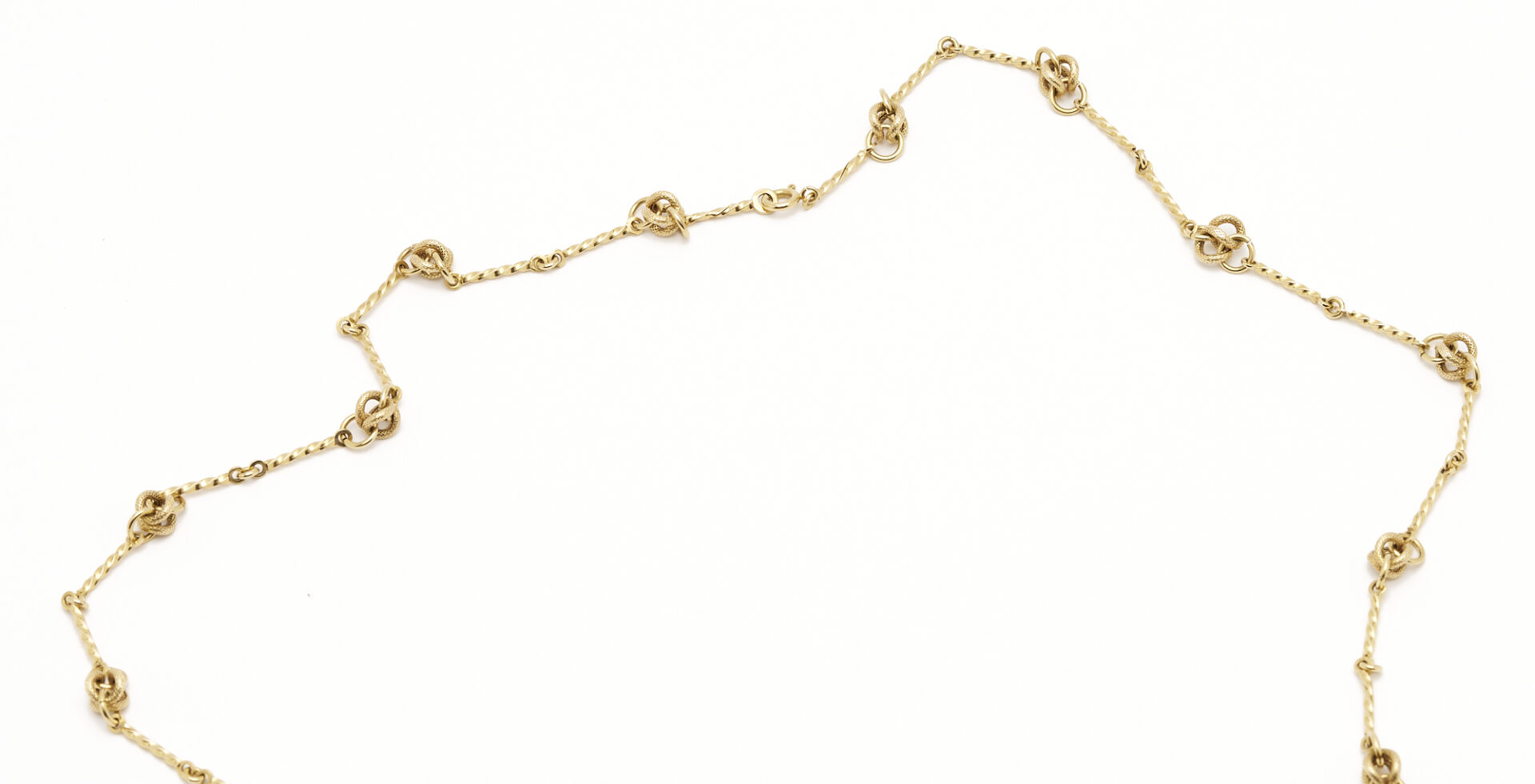 Lot 257: 18K Twisted Bar & Knot Chain Necklace