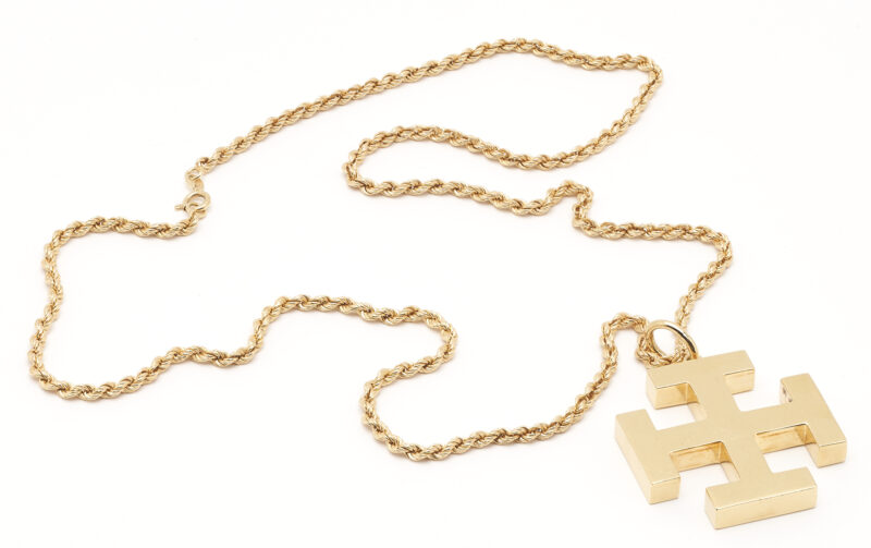 Lot 26: 18K Gold Tiffany & Co. Necklace & Cross Pendant