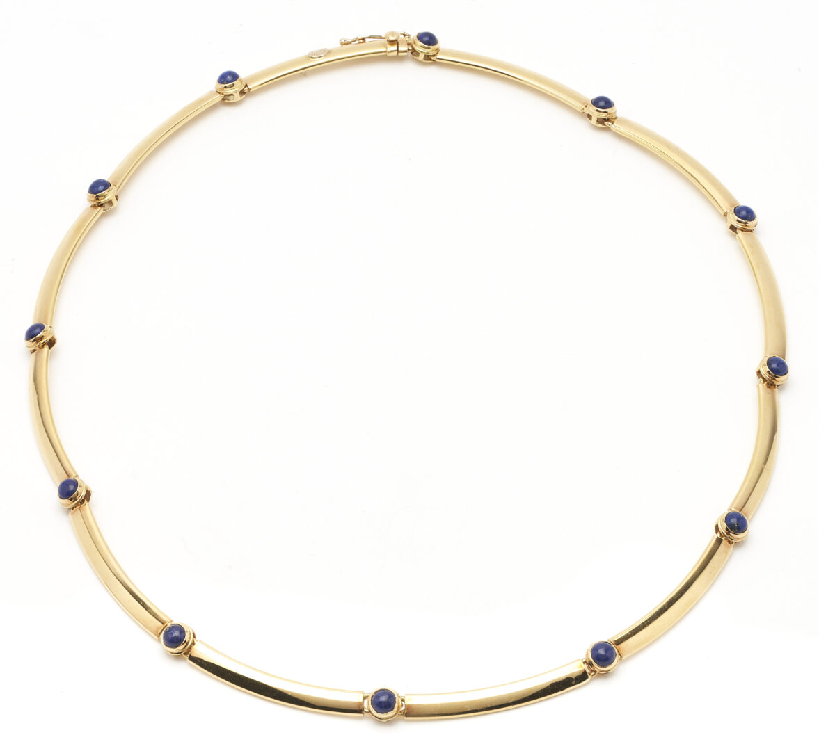 Lot 270: 18K Italian Designer Gold & Lapis Necklace and Bracelet