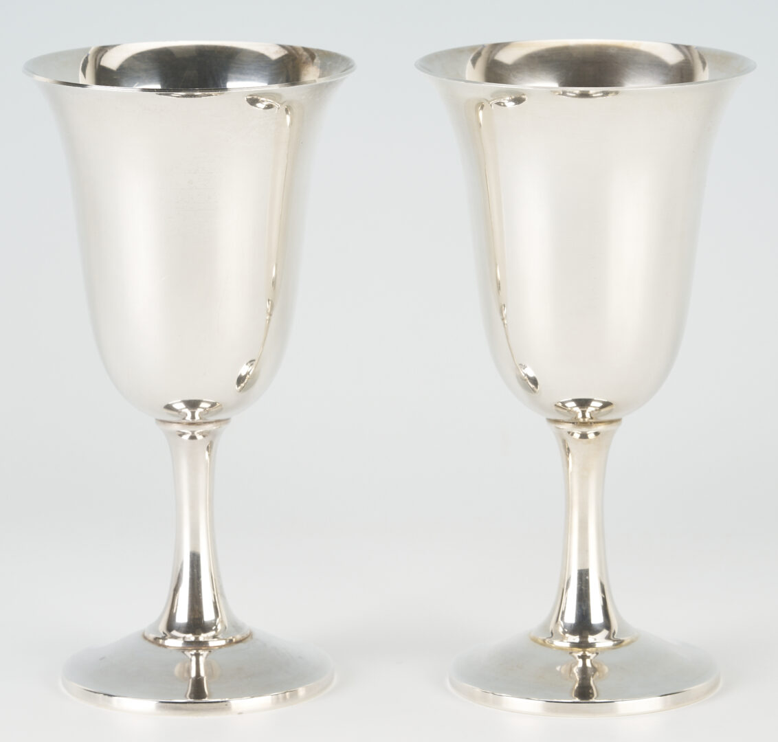 Lot 291: 6 Wallace Sterling Goblets & 8 Sterling Tall Tumblers or Cups, 14 items
