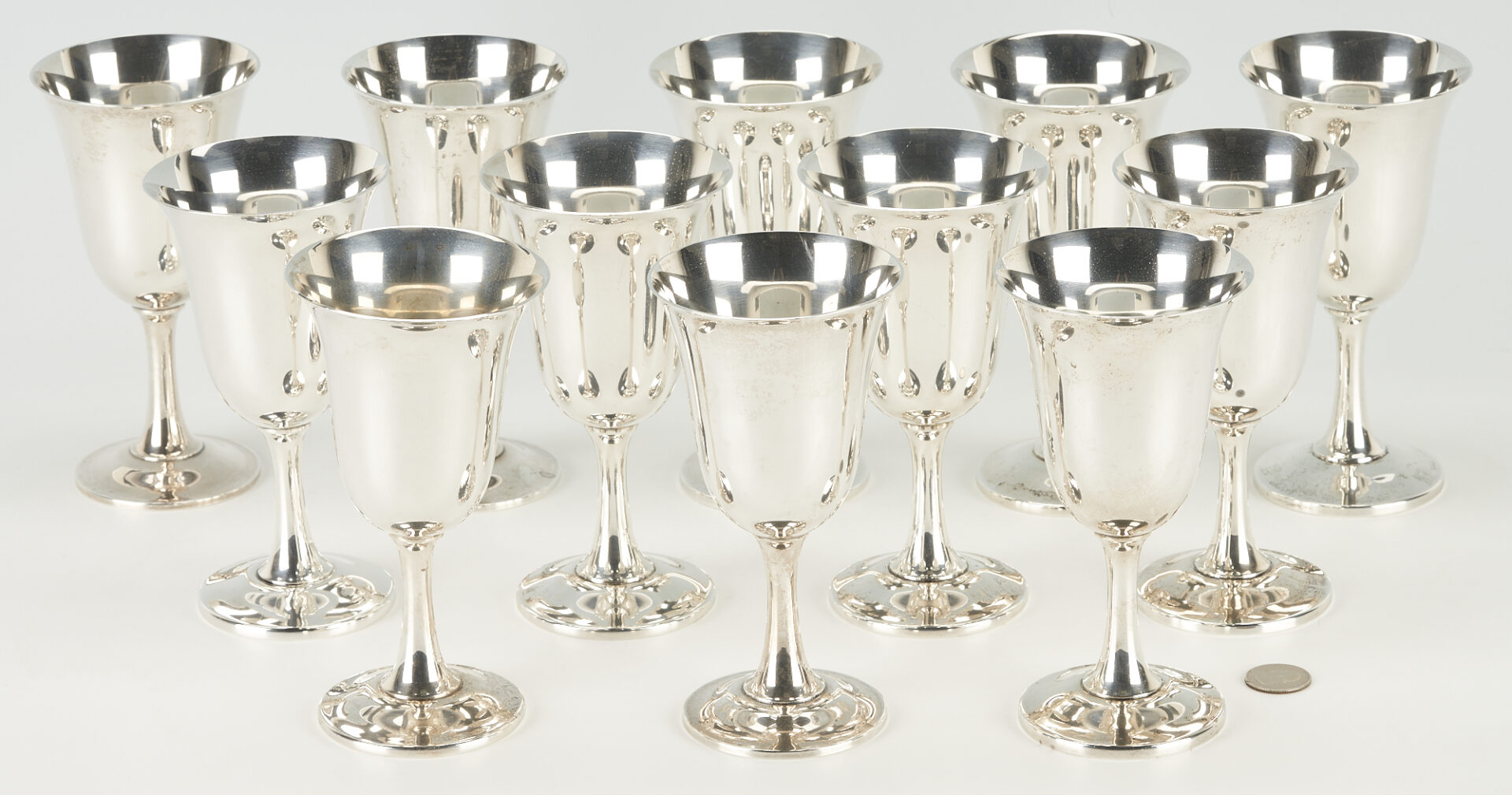 Lot 292: 12 Wallace Sterling Silver Water Goblets