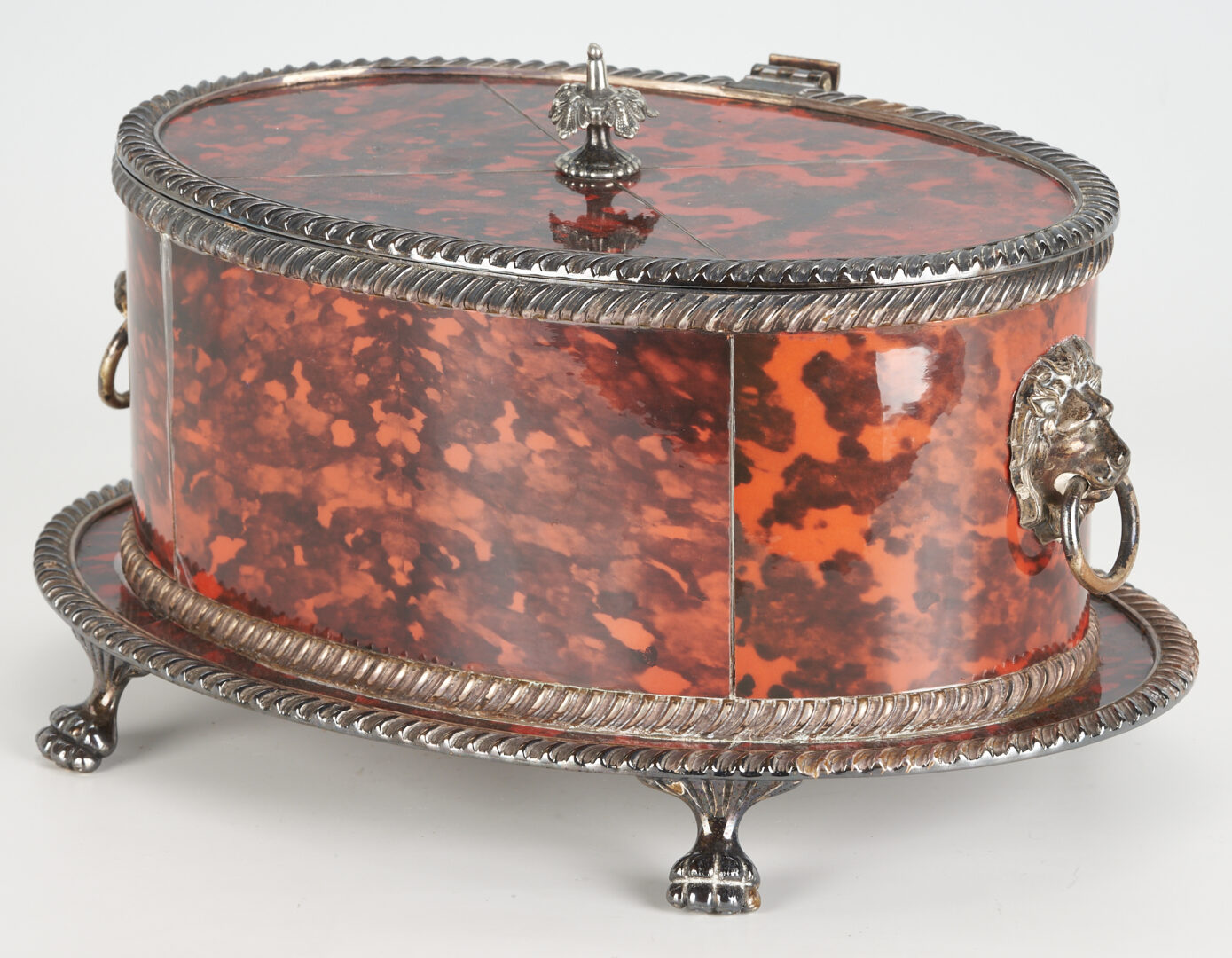 Lot 301: Faux Tortoise and Silverplated Biscuit Box