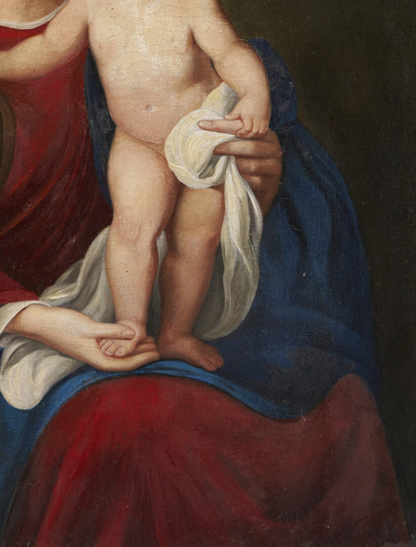 Lot 317: European Madonna & Child Oil on Canvas, Manner of Murillo