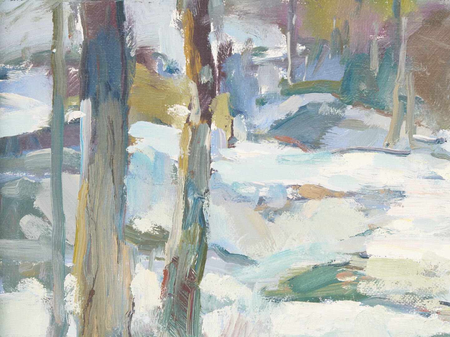Lot 321: Charles Movalli Winter Landscape oil painting