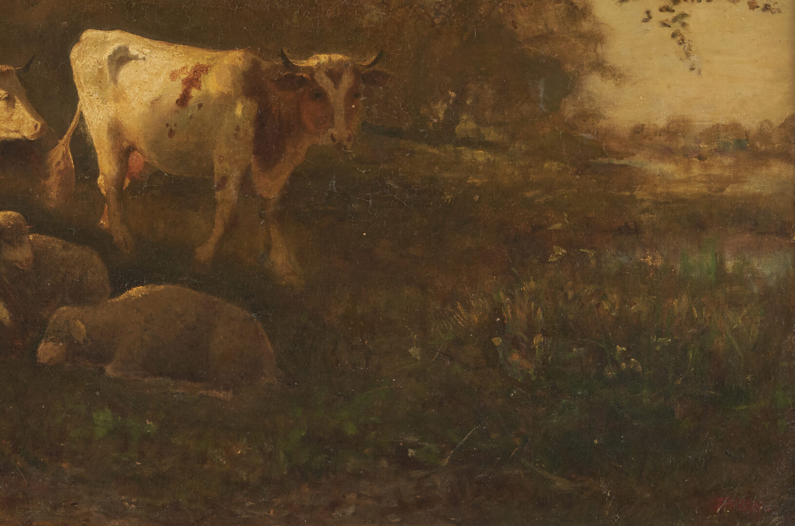 Lot 325: James C. Thom 19th century O/C, Cattle and Sheep at Rest