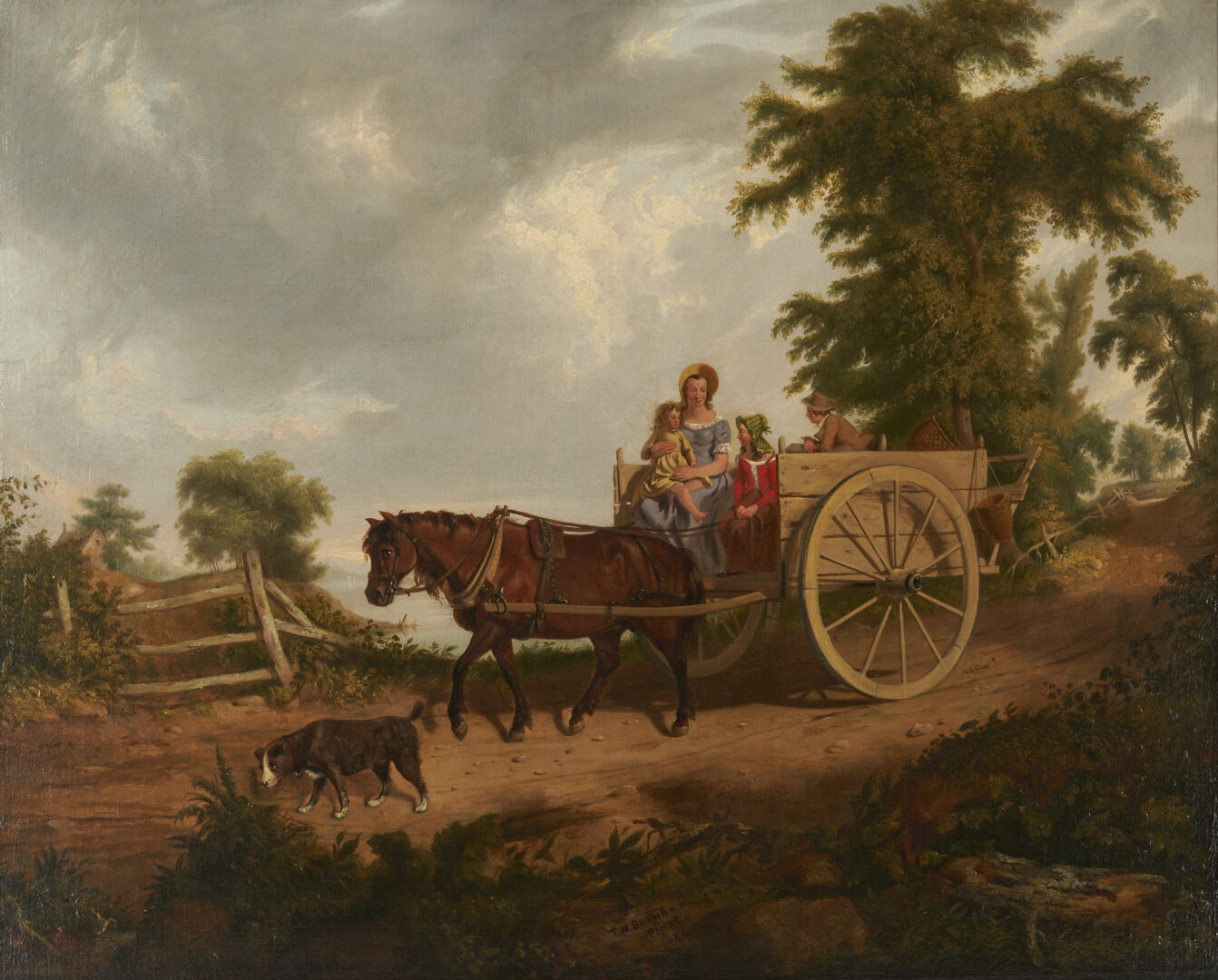 Lot 328: Thomas Mickell Burnham O/C, The Farm Family, 1846, exhibited