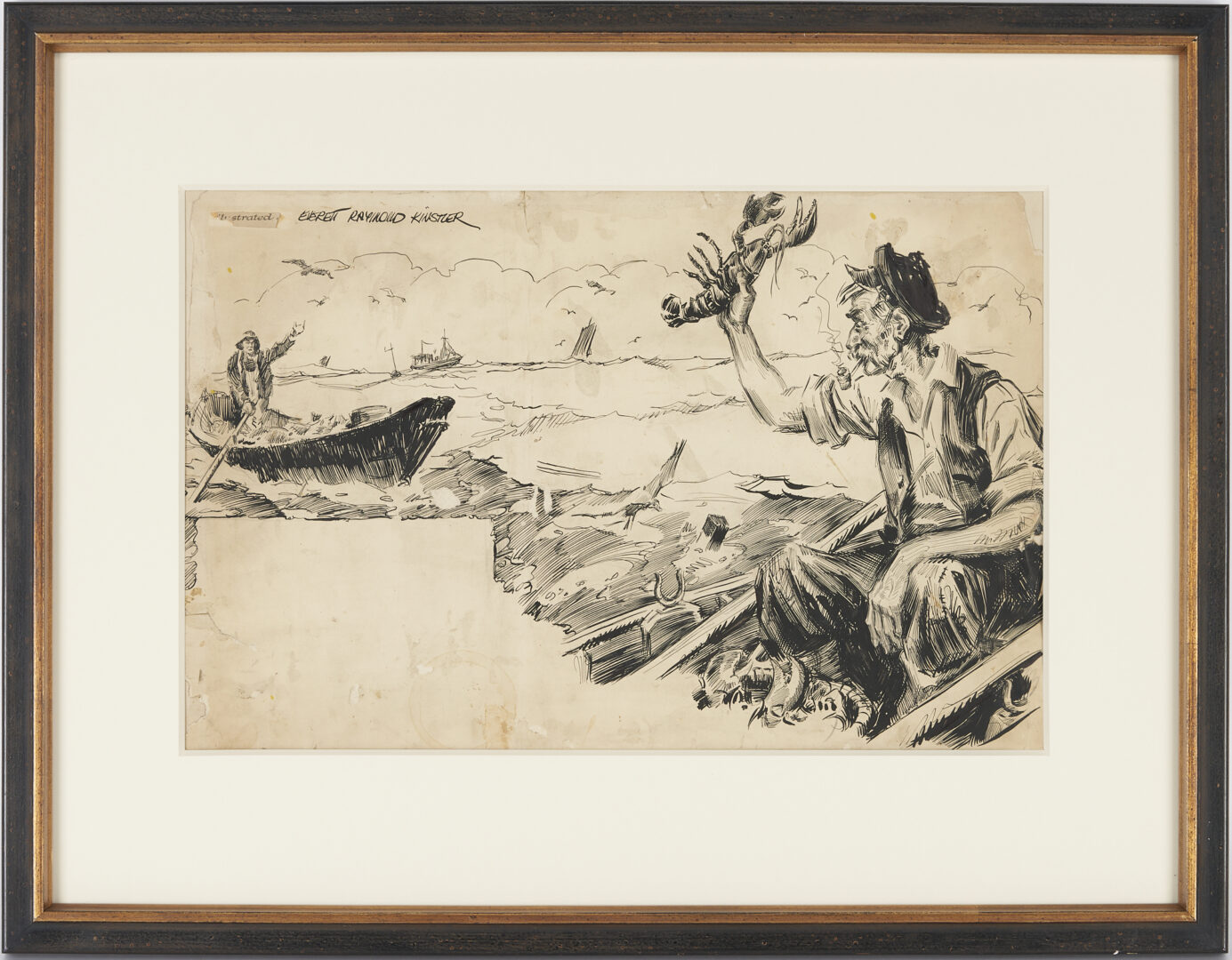 Lot 339: Everett Kinstler Original Comic Art, New England Lobster Fishermen