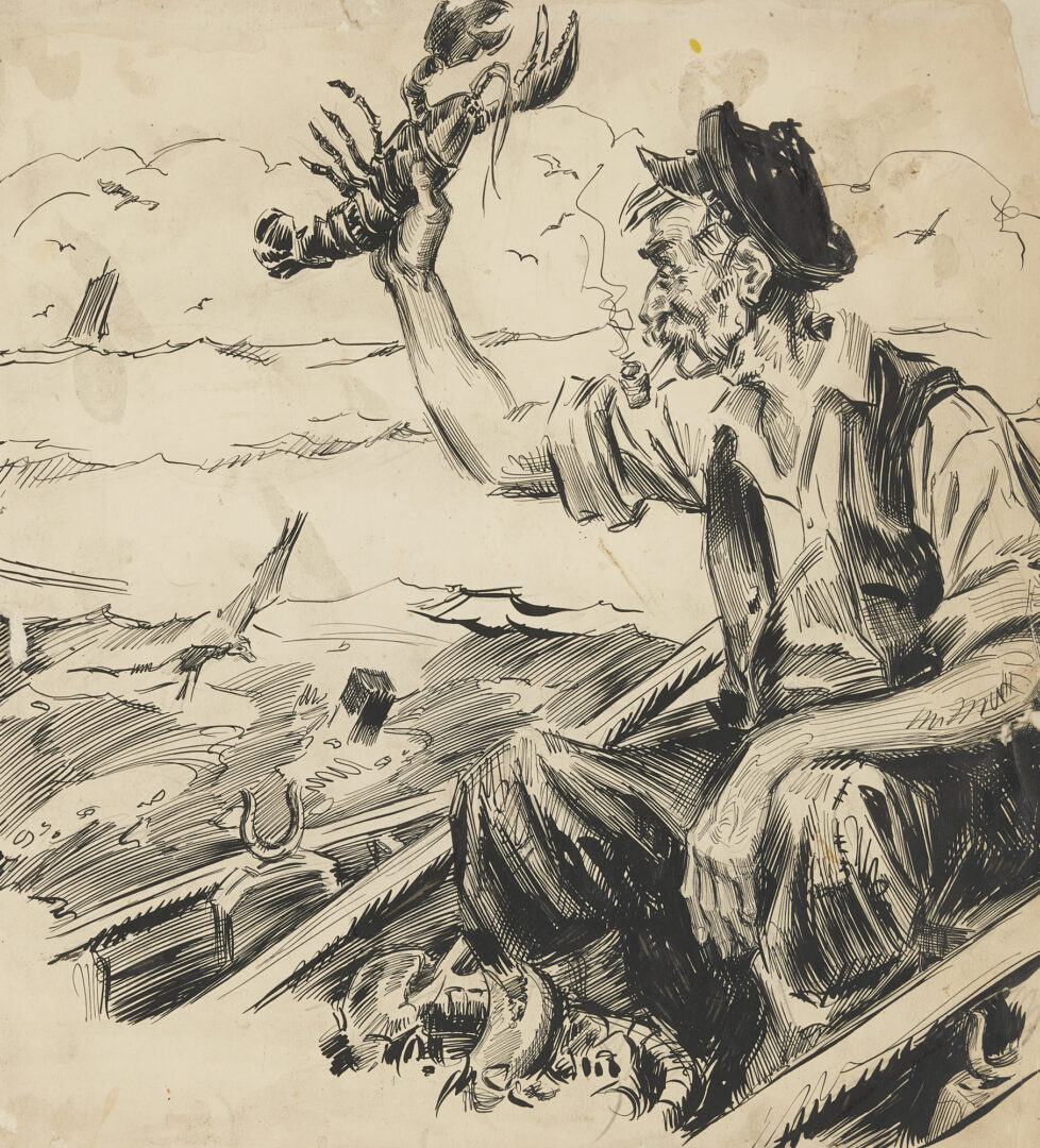 Lot 339: Everett Kinstler Original Comic Art, New England Lobster Fishermen
