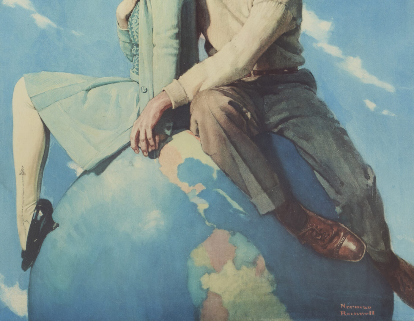 Lot 341: Norman Rockwell Signed Lithograph, Top of the World, 1928 Ladies' Home Journal Cover