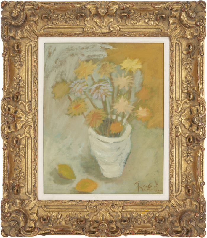 Lot 346: Veda Reed Oil on Canvas Still Life with Yellow Flowers