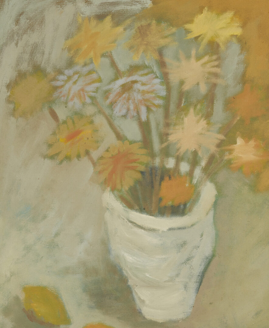 Lot 346: Veda Reed Oil on Canvas Still Life with Yellow Flowers
