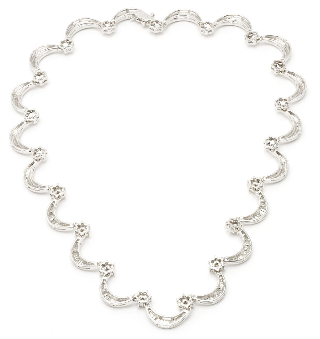 Lot 34: 18K Designer Scallop Style Diamond Necklace