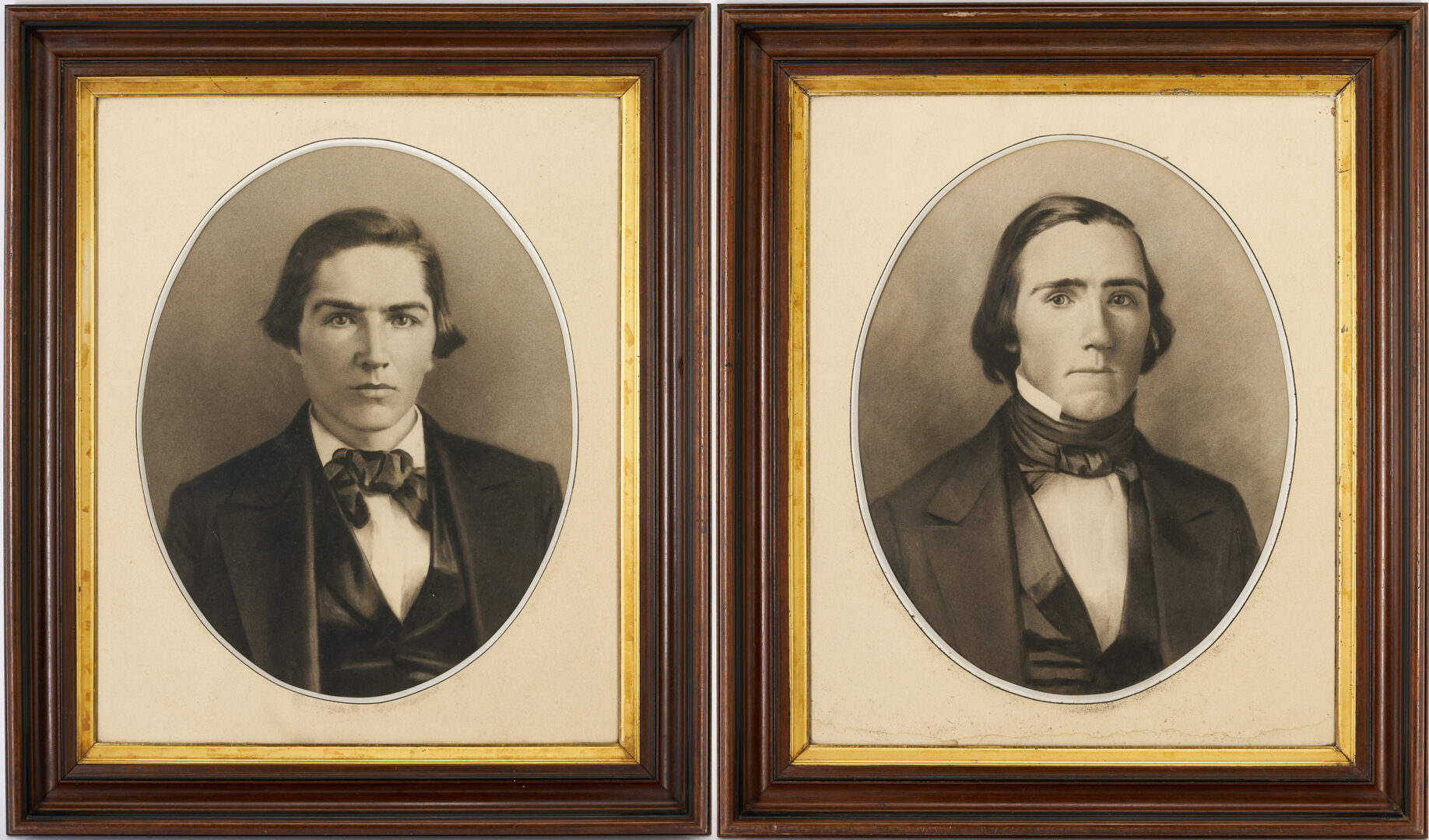 Lot 353: Large East TN Charcoal Portraits of McBee Brothers, Attrib. E. Hacker