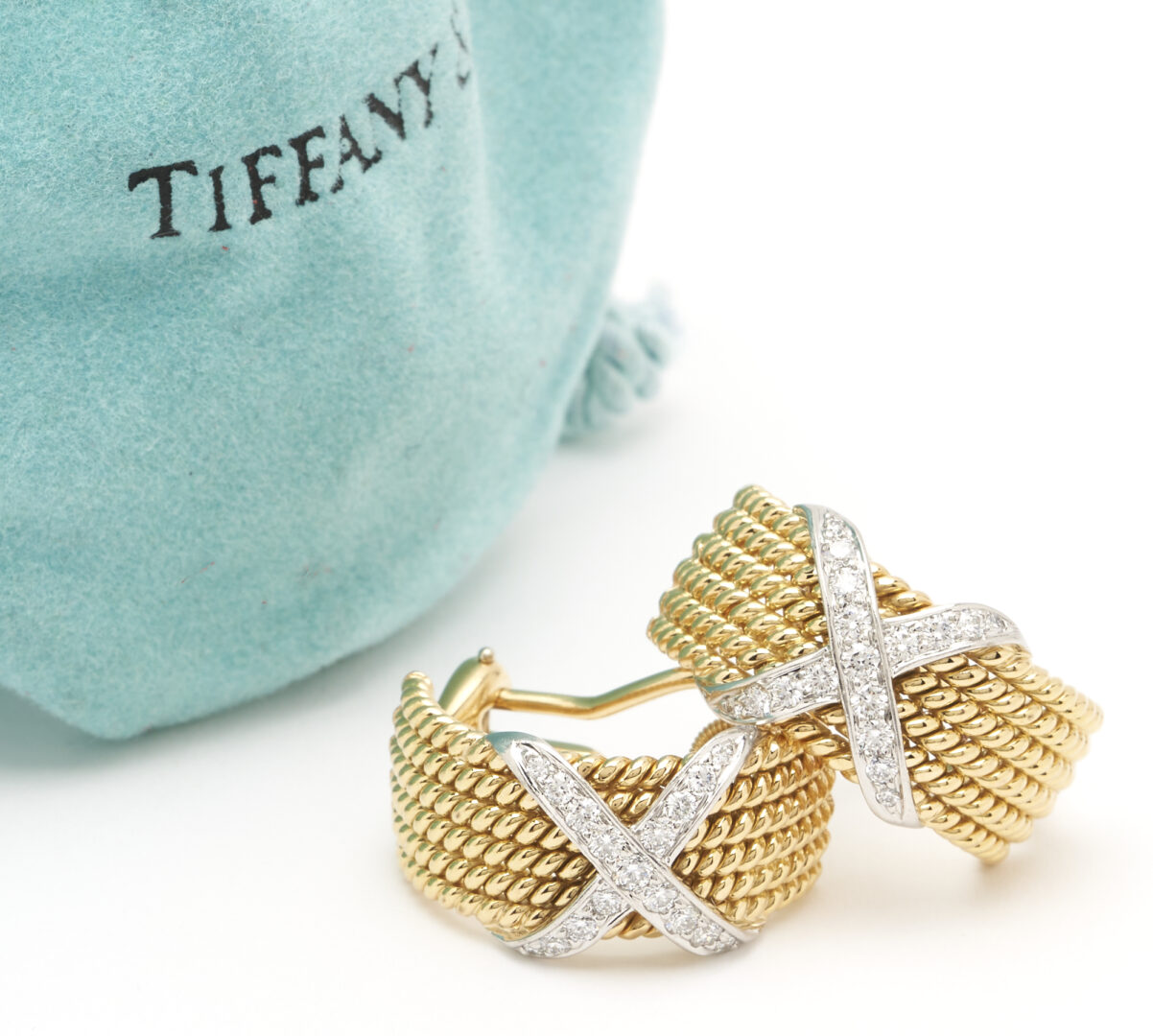 Lot 35: Tiffany & Co. Schlumberger 18K Diamond Earrings