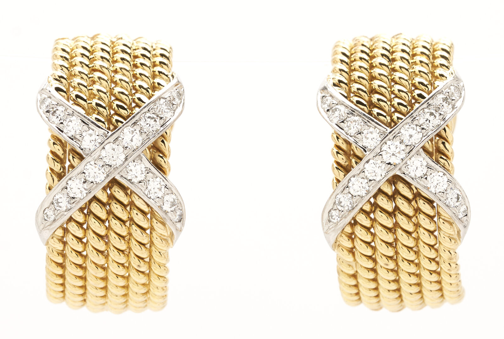 Lot 35: Tiffany & Co. Schlumberger 18K Diamond Earrings