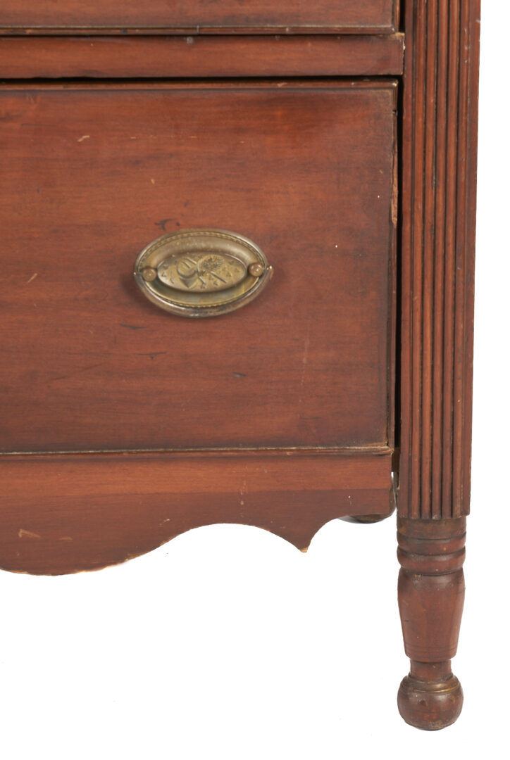 Lot 361: Southern Sheraton chest of drawers with reeded pilasters