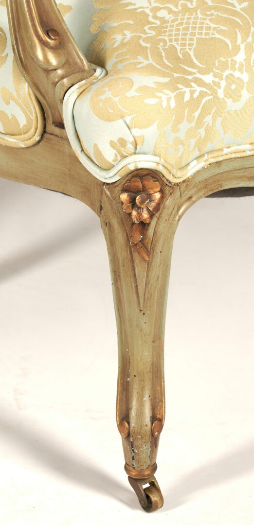 Lot 365: 4 French Louis XV Style Fauteuils w/ 2 Venetian Stools, 6 items